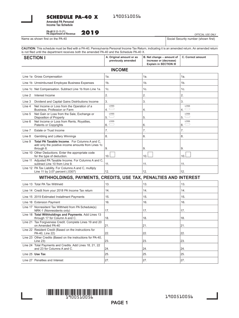  Schedule Pa 40x 2019