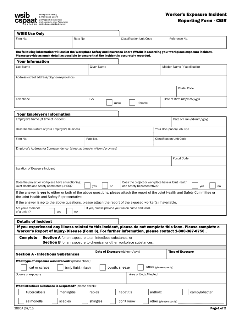 Construction Exposure Incident Reporting CEIR Form