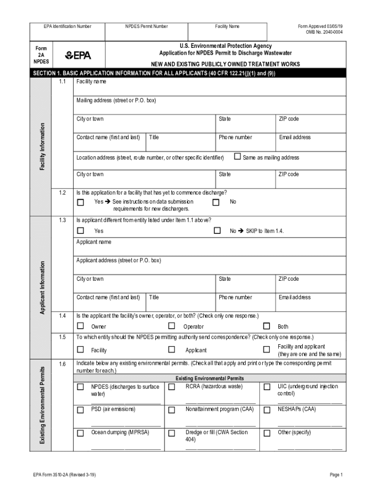  Epa Form 3510 2a 2019-2024