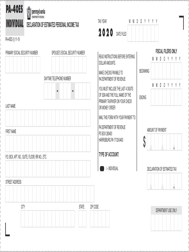  PA 40ES Individual PA Department of Revenue 2019