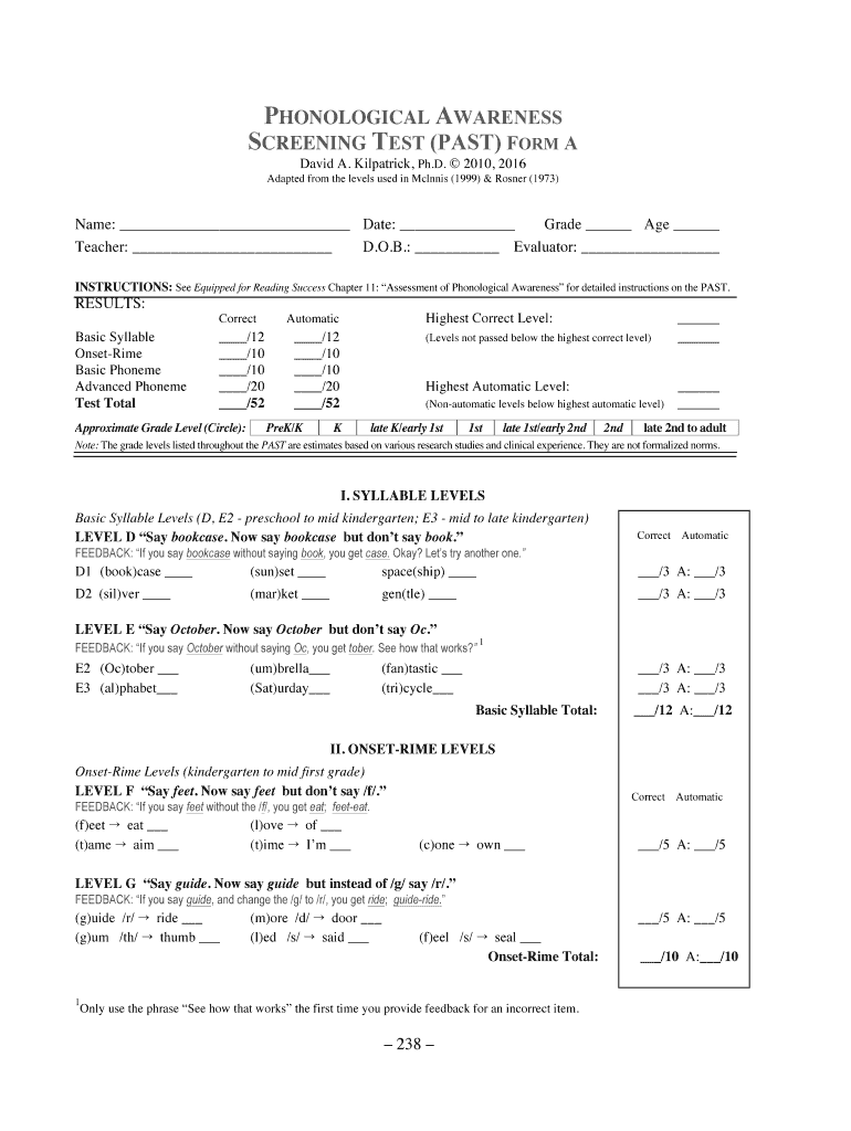 Past Assessment PDF  Form