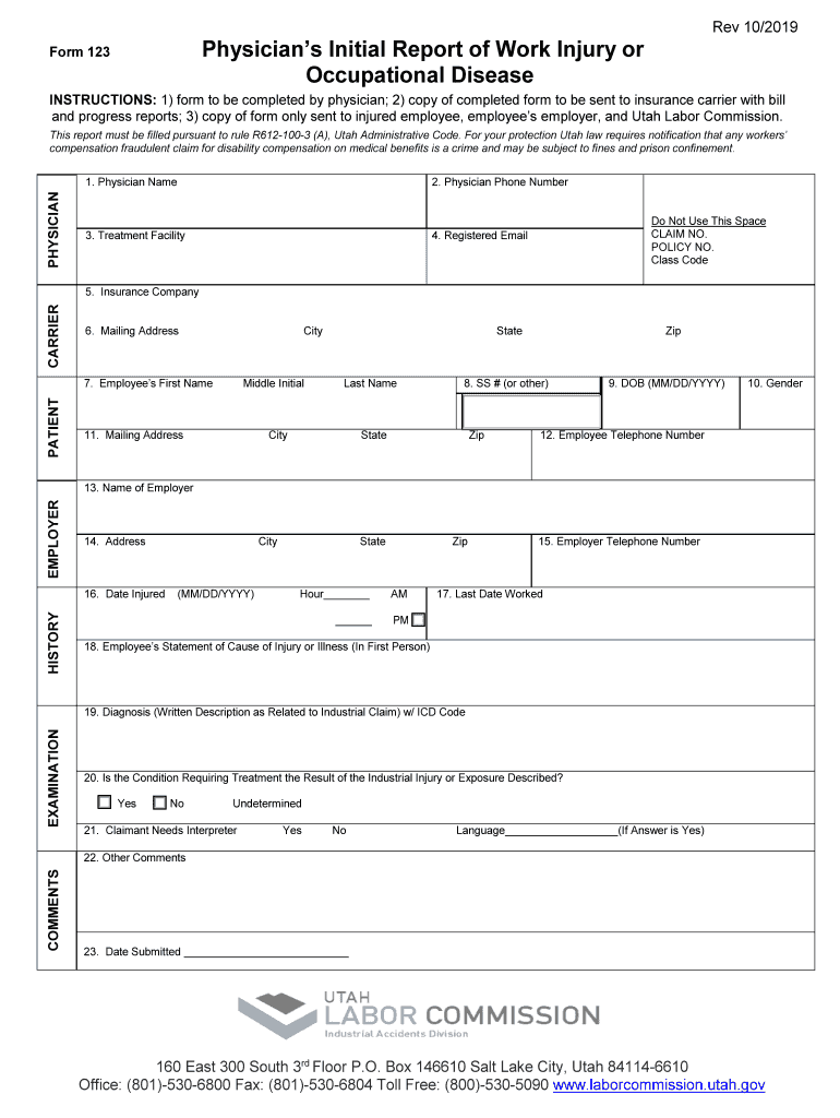 INSTRUCTIONS 1 Form to Be Completed by Physician; 2 Copy of Completed Form to Be Sent to Insurance Carrier with Bill