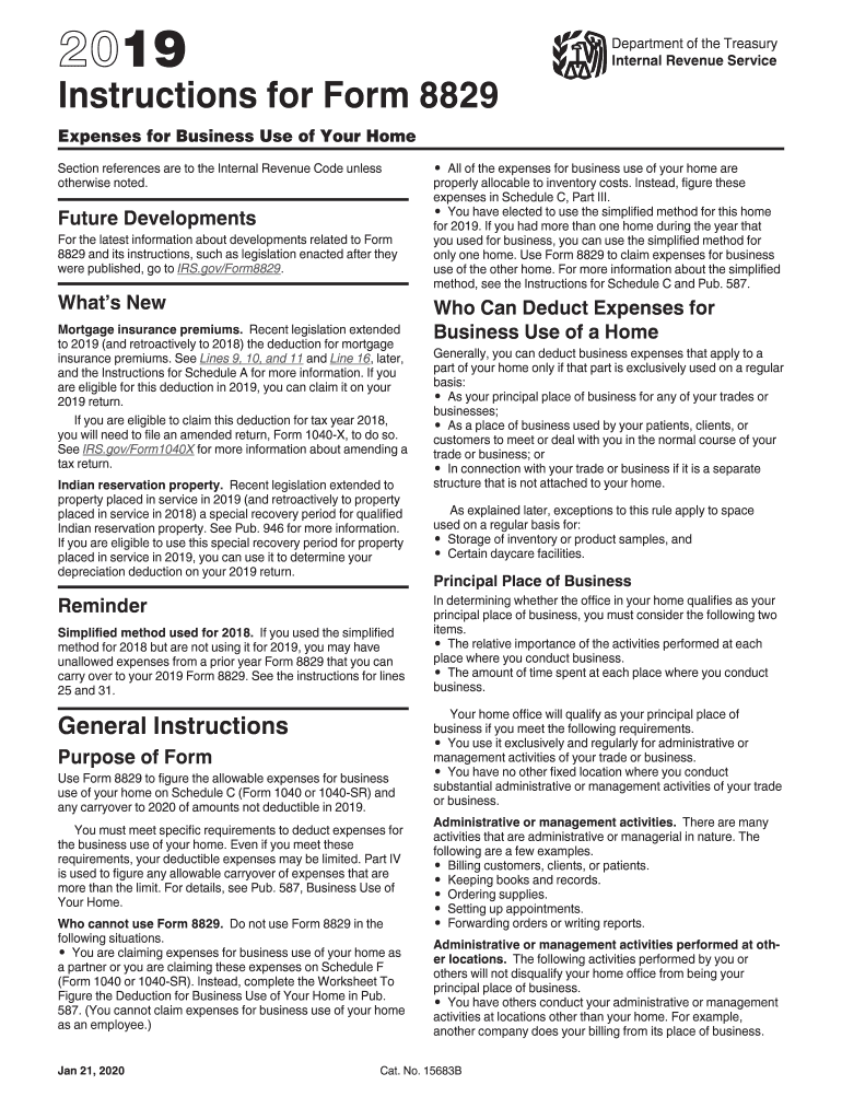  Form 8829 Worksheet 2019