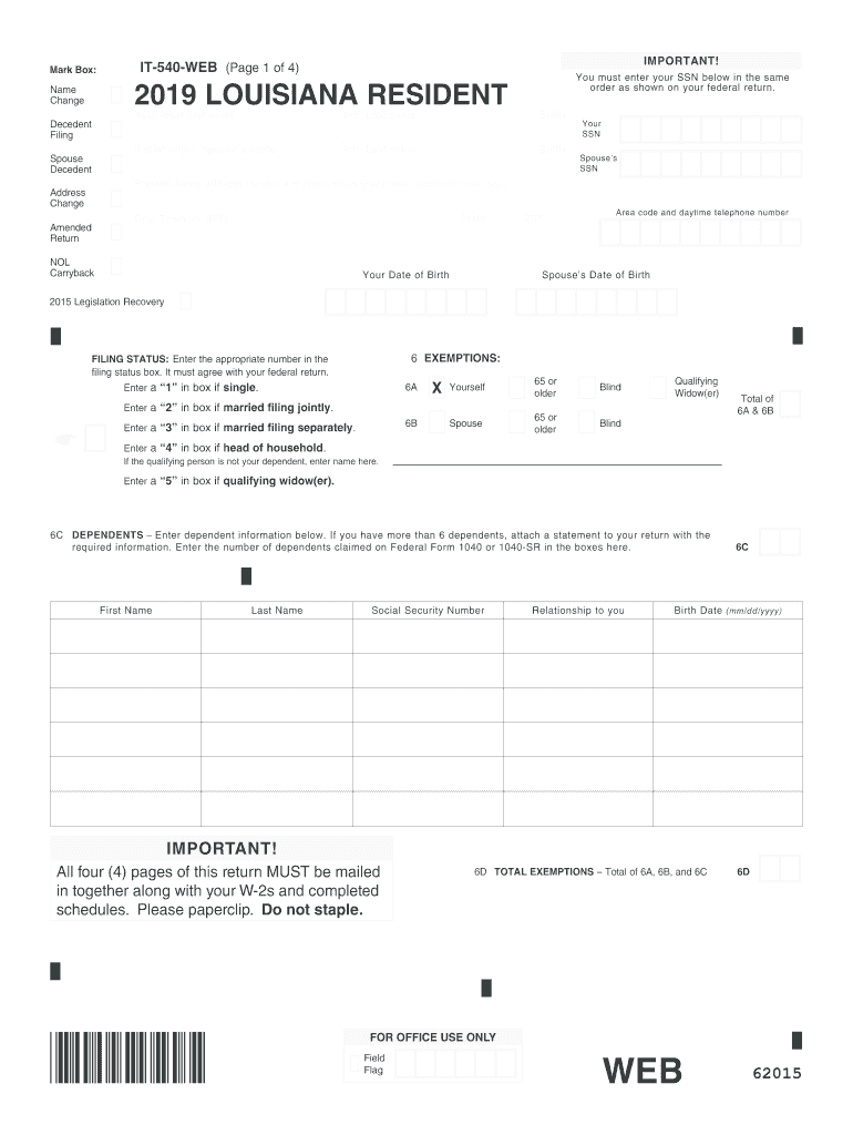 Louisiana Amendment it 540 20192024 Form Fill Out and Sign Printable