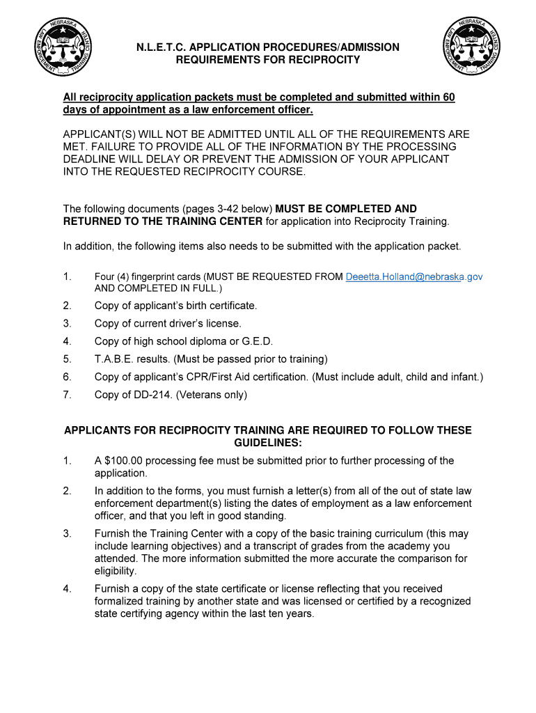 N L E T C APPLICATION PROCEDURESADMISSION REQUIREMENTS  Form