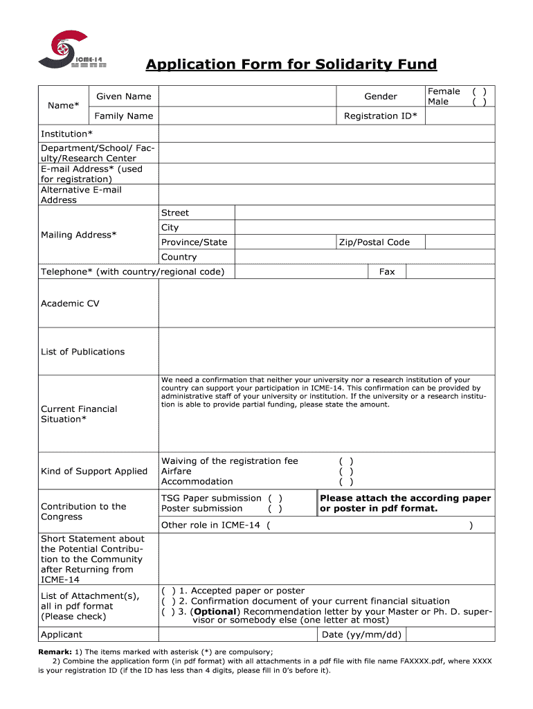 Solidarity Fund Application Form Download