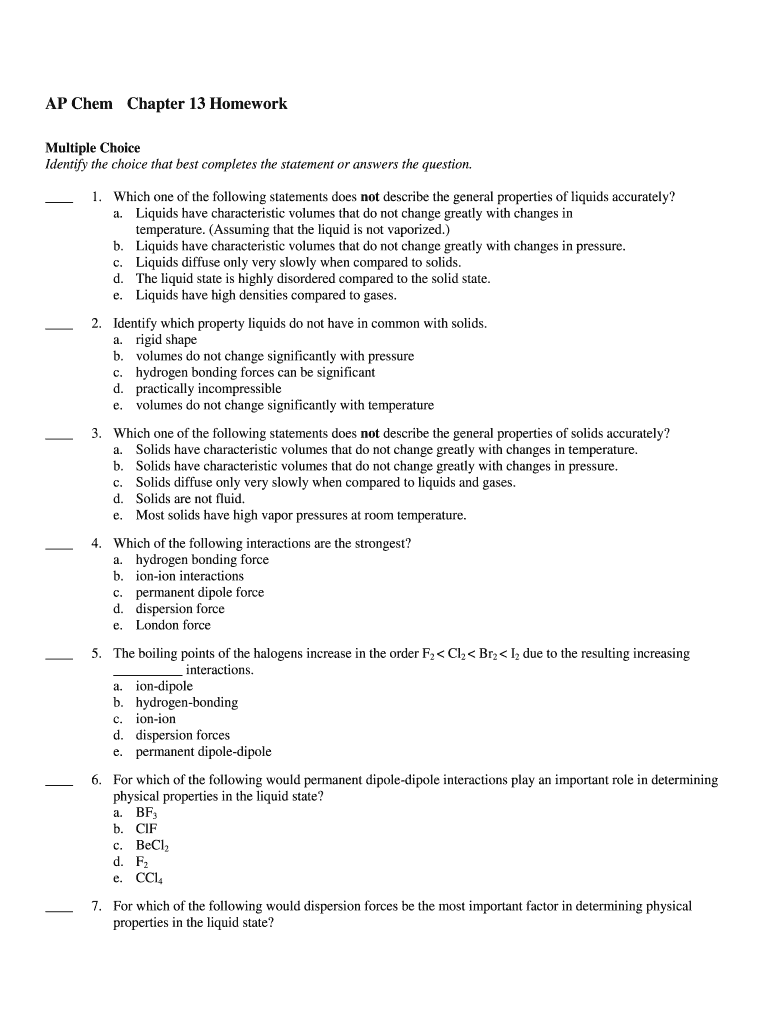 Matter Test Answer Key  Form