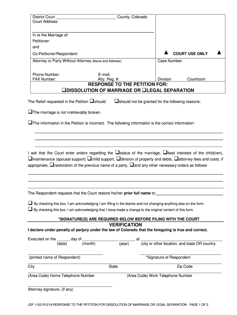  Colorado Dissolution Form 2019-2024