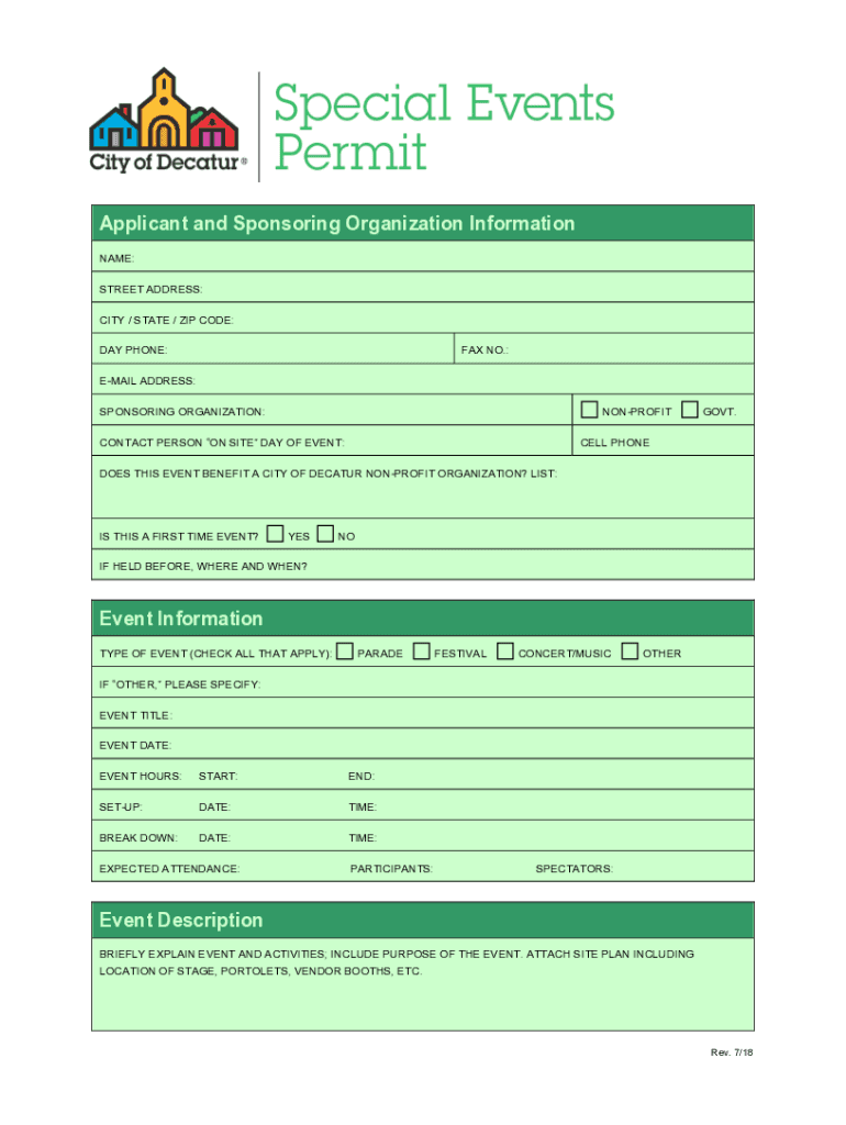 City of Decatur Special Event Application  Form