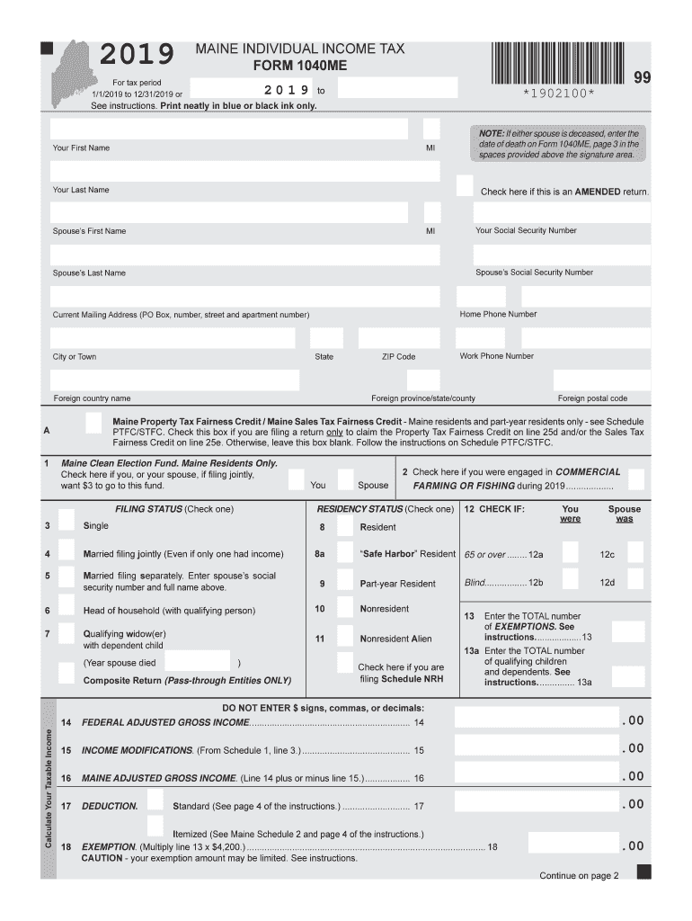  Maine 1040 Form 2019