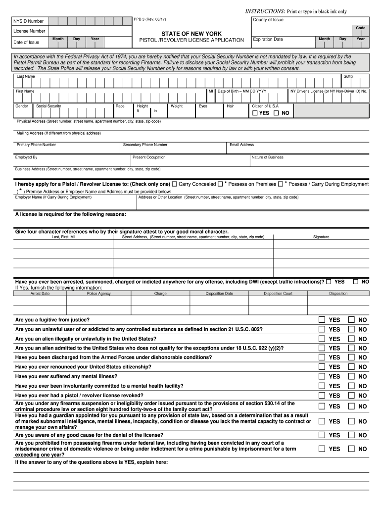 Nyc Concealed Carry Permit Application 20172024 Form Fill Out and
