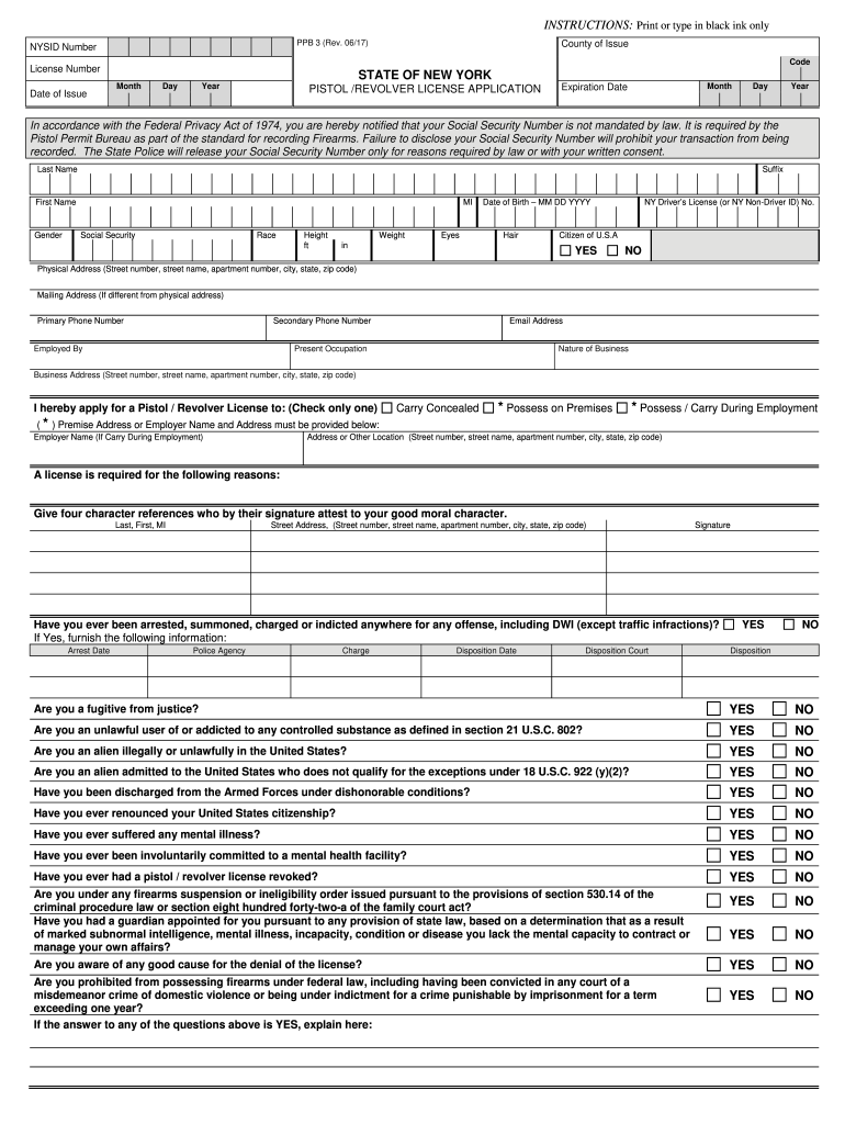  Nys Pistol Permit Application PDF 2017