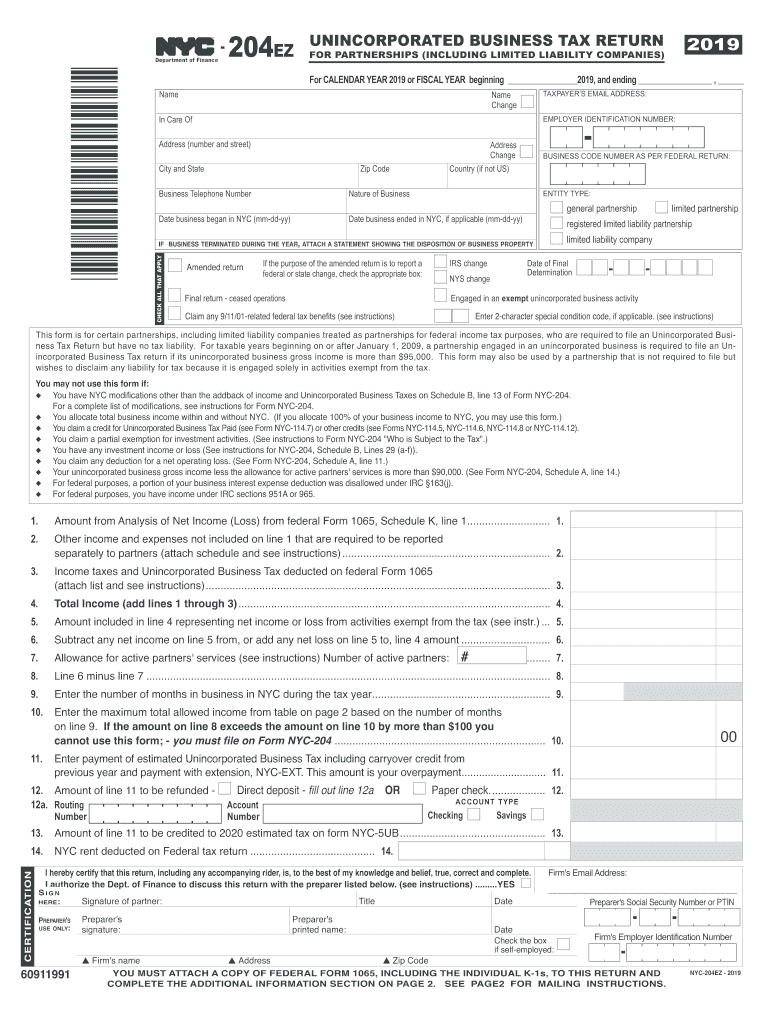  Nyc 204 Ez Instructions 2019