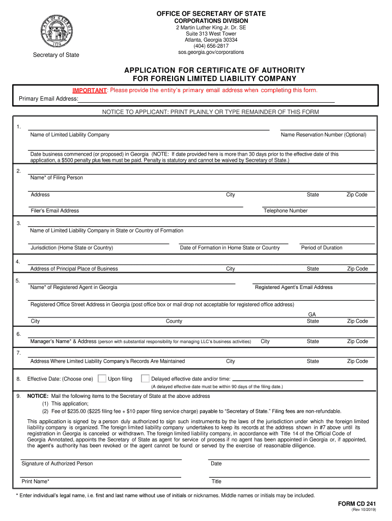 OFFICE of SECRETARY of STATE CORPORATIONS DIVISION 2 Martin  Form