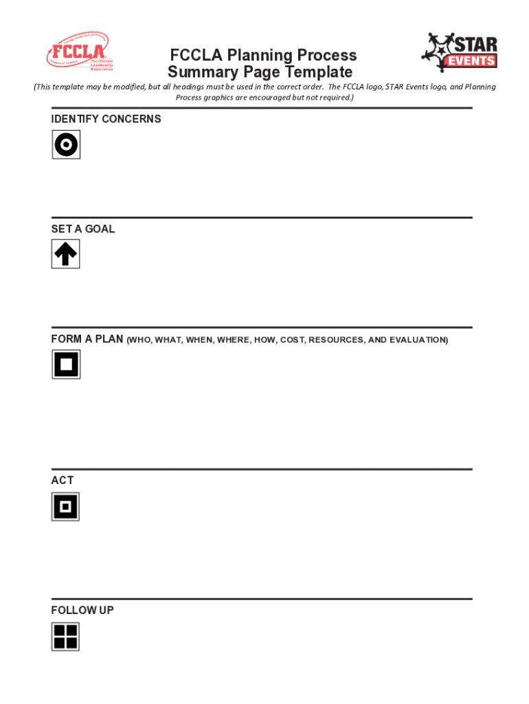  FCCLA Planning Process Summary Page TemplateThis 2017-2024