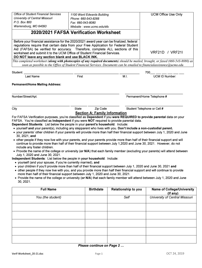 Financial Aid Forms UCM