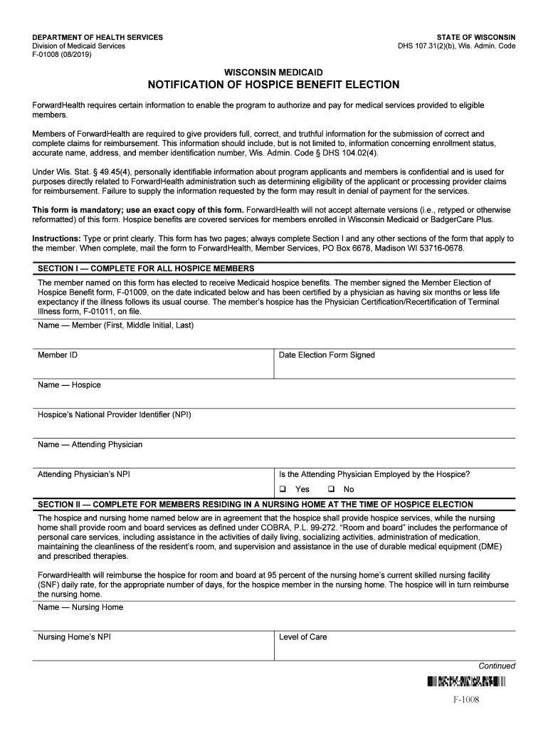 Get and Sign Notification Hospice 2019-2022 Form