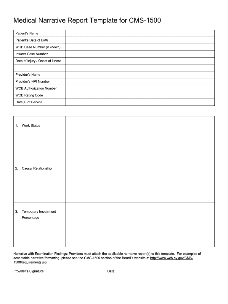 Medical Narrative Report Template  Form