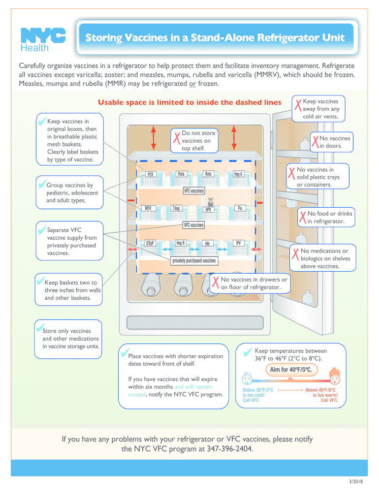  NY Storing Vaccine in a Stand Alone Refrigerator Unit 2018-2024