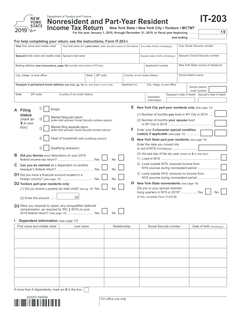 Ny it 203 20192024 Form Fill Out and Sign Printable PDF Template