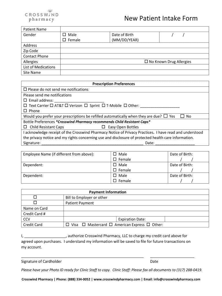 New Patient Intake Form Please List All Current Medications