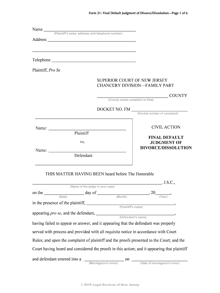 21 Final Default Judgment of Divorce Final Default Judgment of Divorce  Form