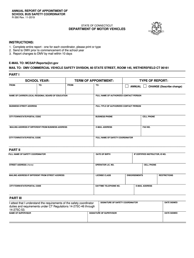  Form R 390 'Annual Report of Appointment of School Bus 2019-2024