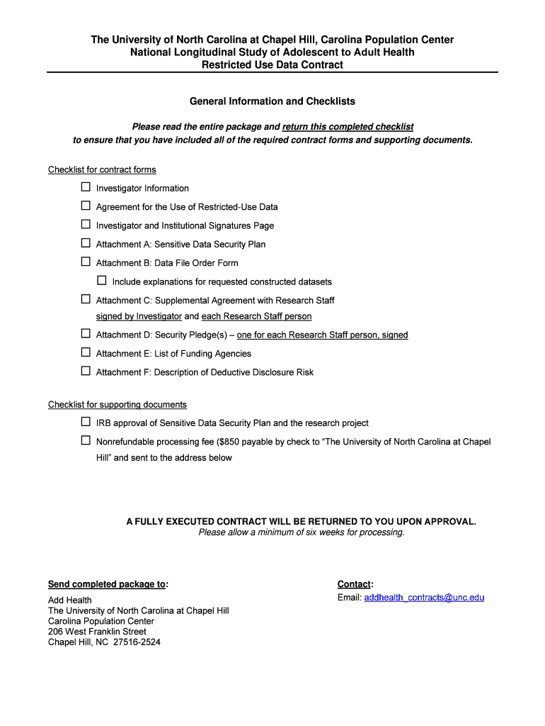 Fillable Online Cpc Unc Restricted Use Contract PDF Carolina  Form