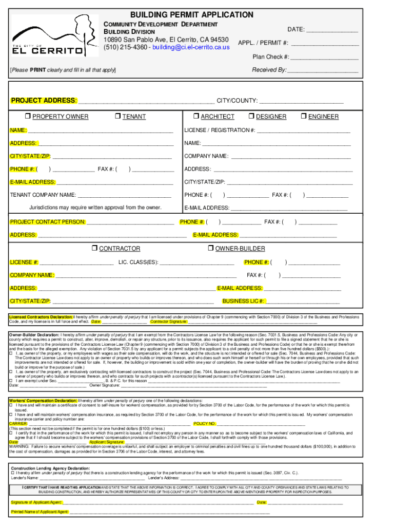 Building Permit Application  Form