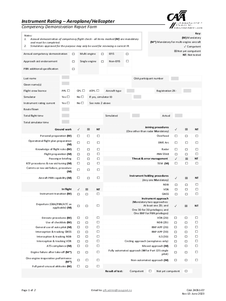 CAA 2406107 Instrument Rating AeroplaneHelicopter CAA 2406107 Instrument Rating AeroplaneHelicopter  Form