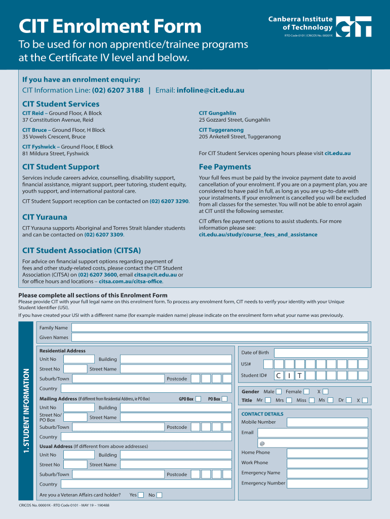 Cit Enrolment  Form