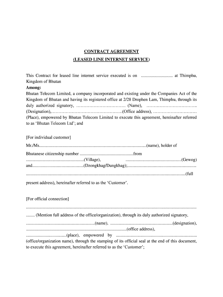 CONTRACT AGREEMENT LEASED LINE INTERNET  Form