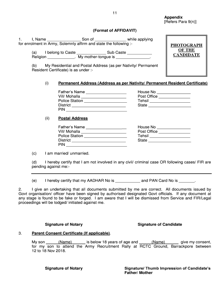 Army Affidavit PDF Download  Form