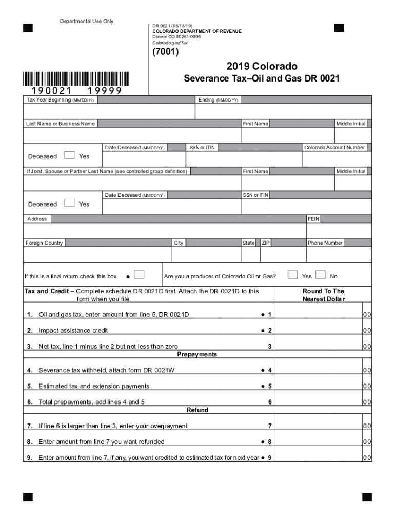 2018 Colorado Severance Tax Oil And Gas Dr 0021 Fill Out And Sign 