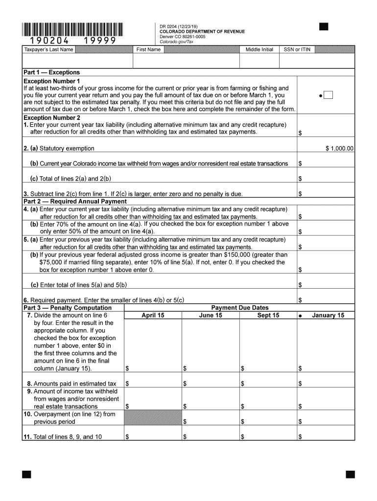 Dr 0204 Colorado Tax 20192024 Form Fill Out and Sign Printable PDF