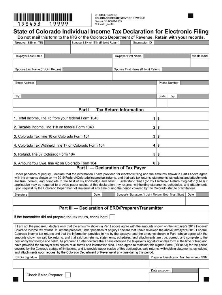Get and Sign Form Dr 8453 Colorado 2019