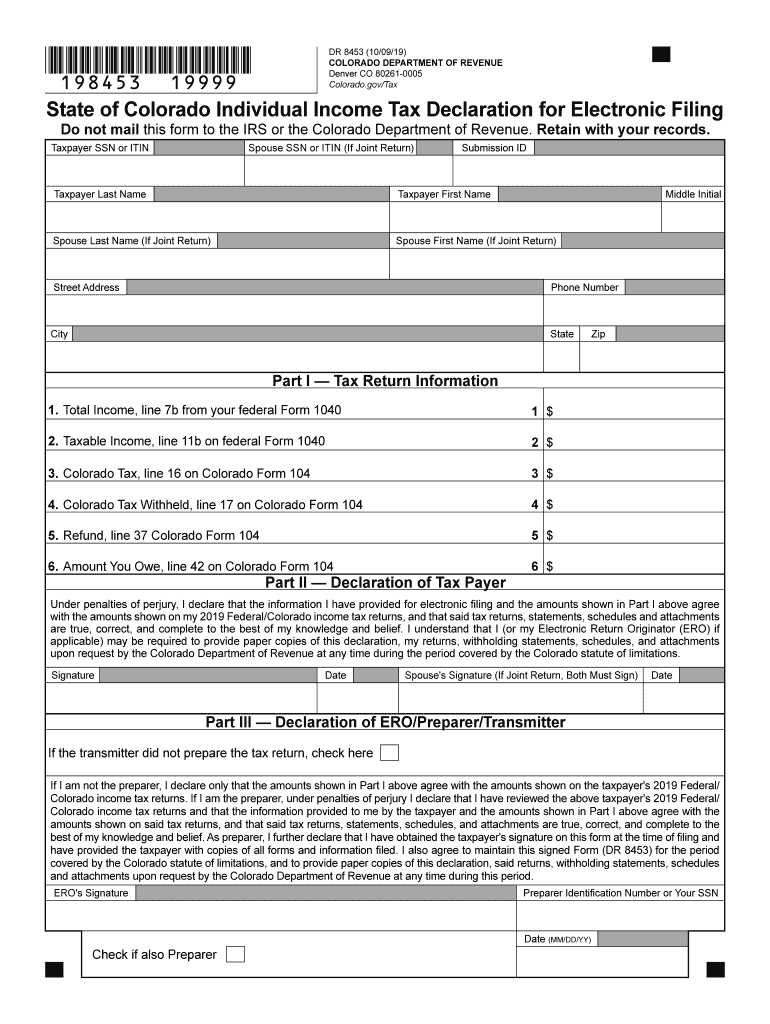  Form Dr 8453 Colorado 2019