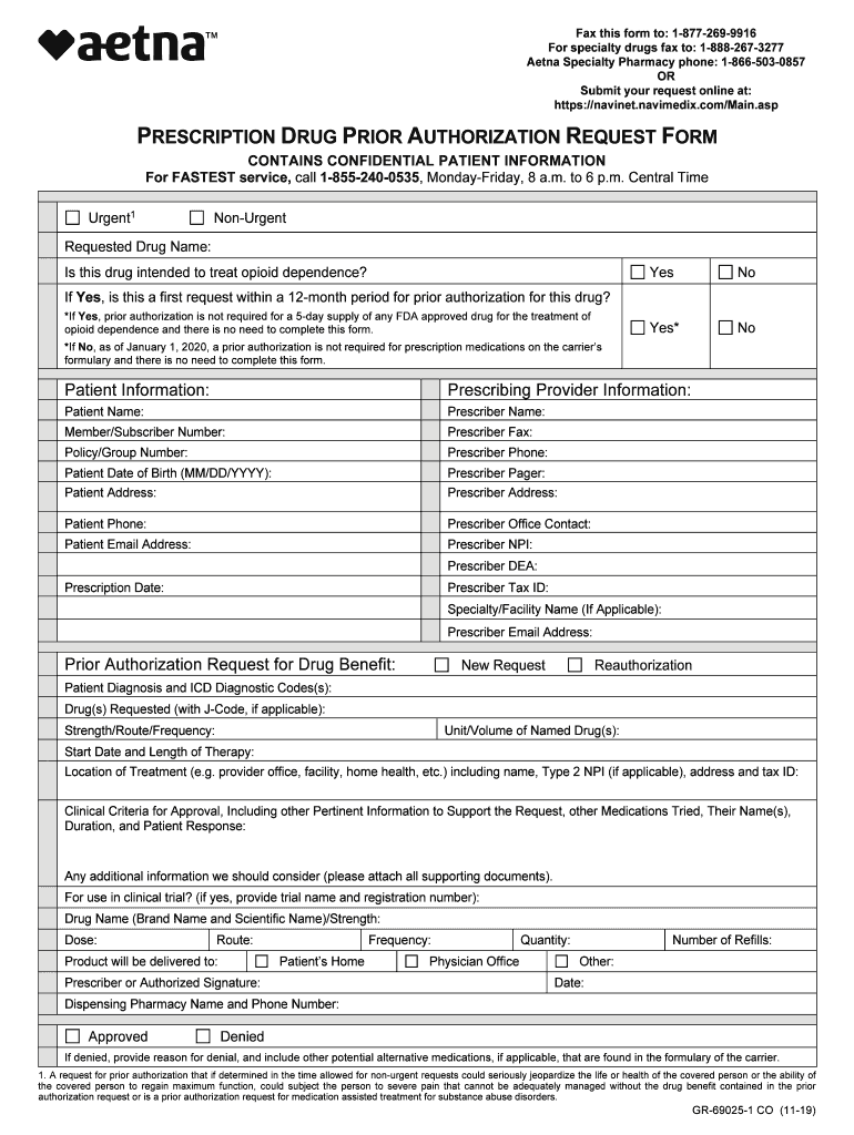  CO Prescription Drug Rior Authorization Request Form 2019-2024