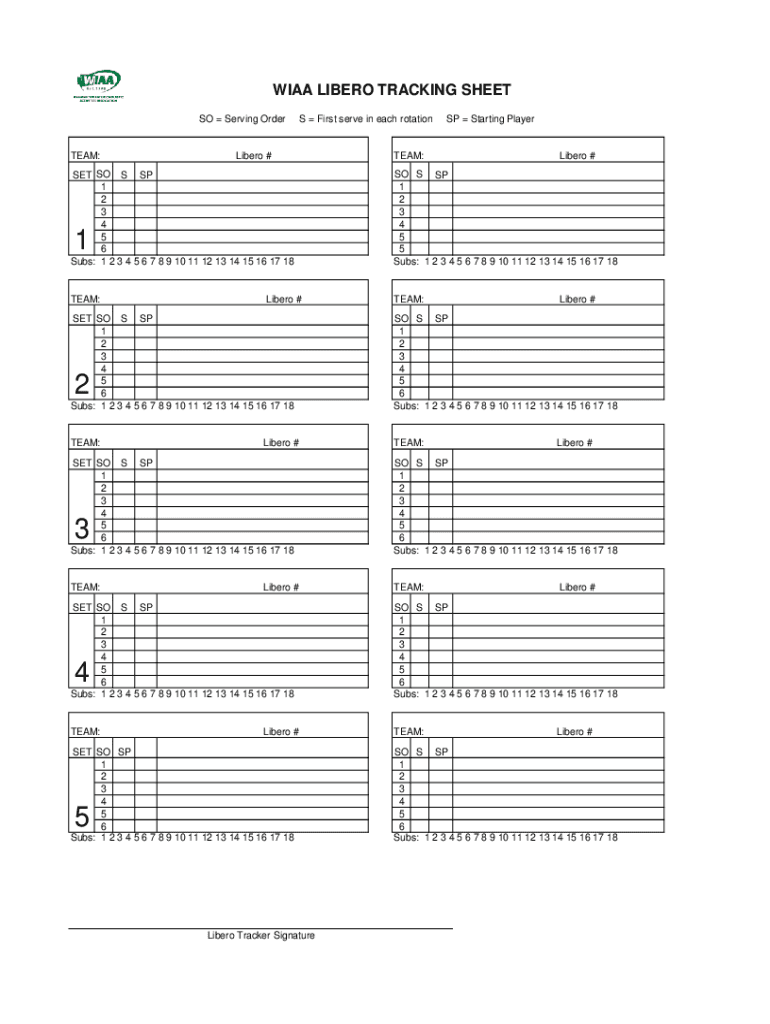 WIAA LIBERO TRACKING SHEET  Form