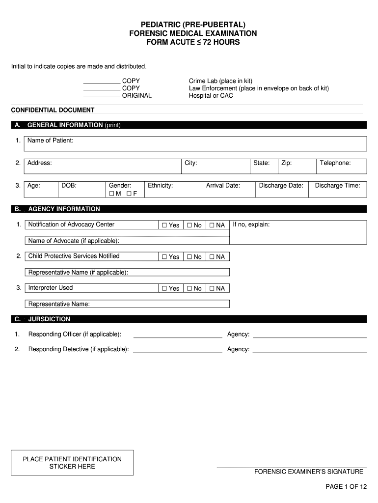 PEDIATRIC PRE PUBERTAL  Form