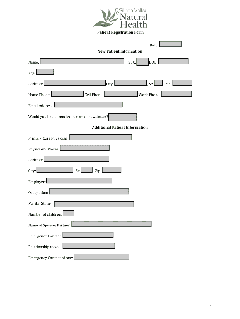 PATIENT REGISTRATION FORM Today&#039;s Date