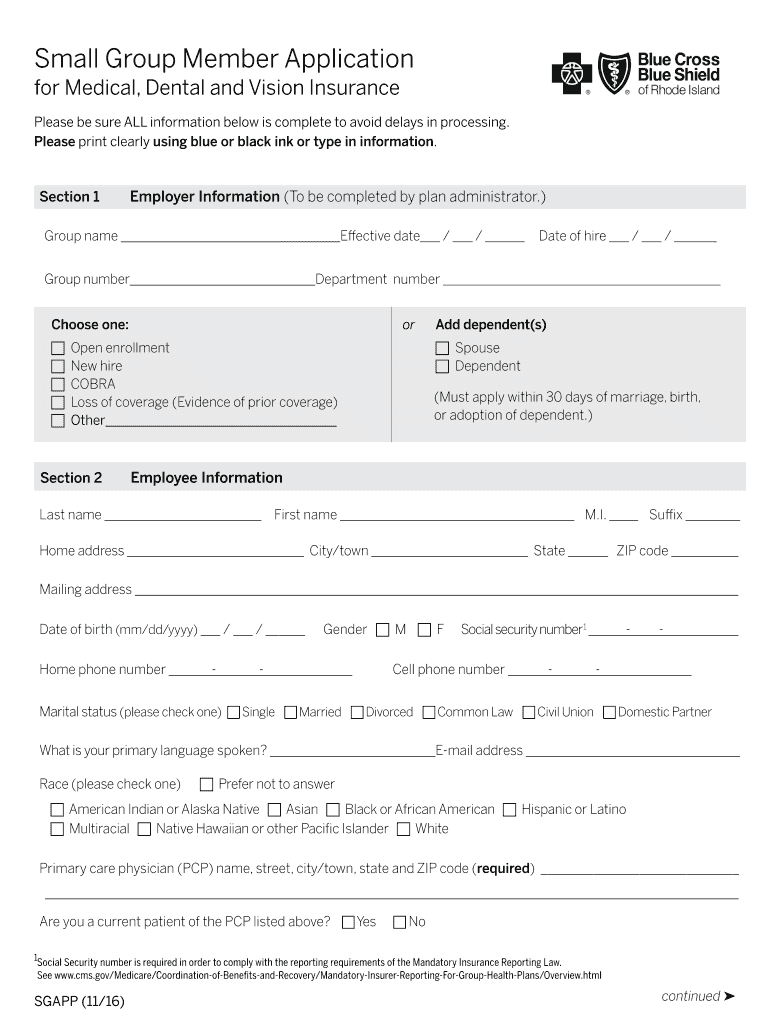 Fillable Online for Medical, Dental, and Vision Insurance Fax Email  Form