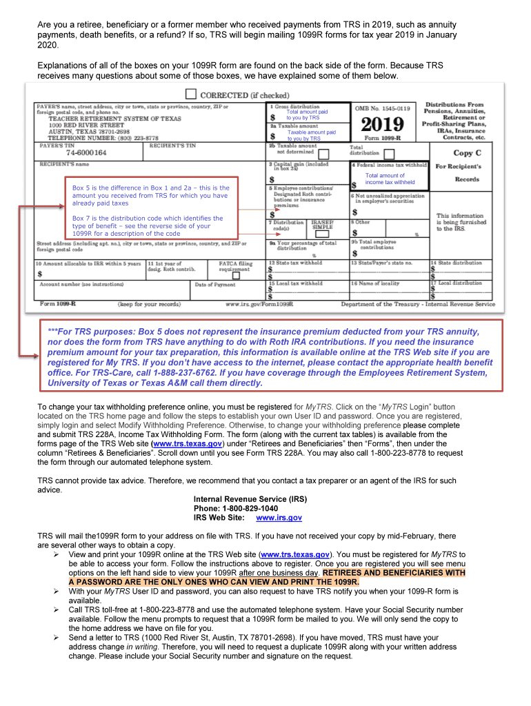  Trs 1099r Form 2019