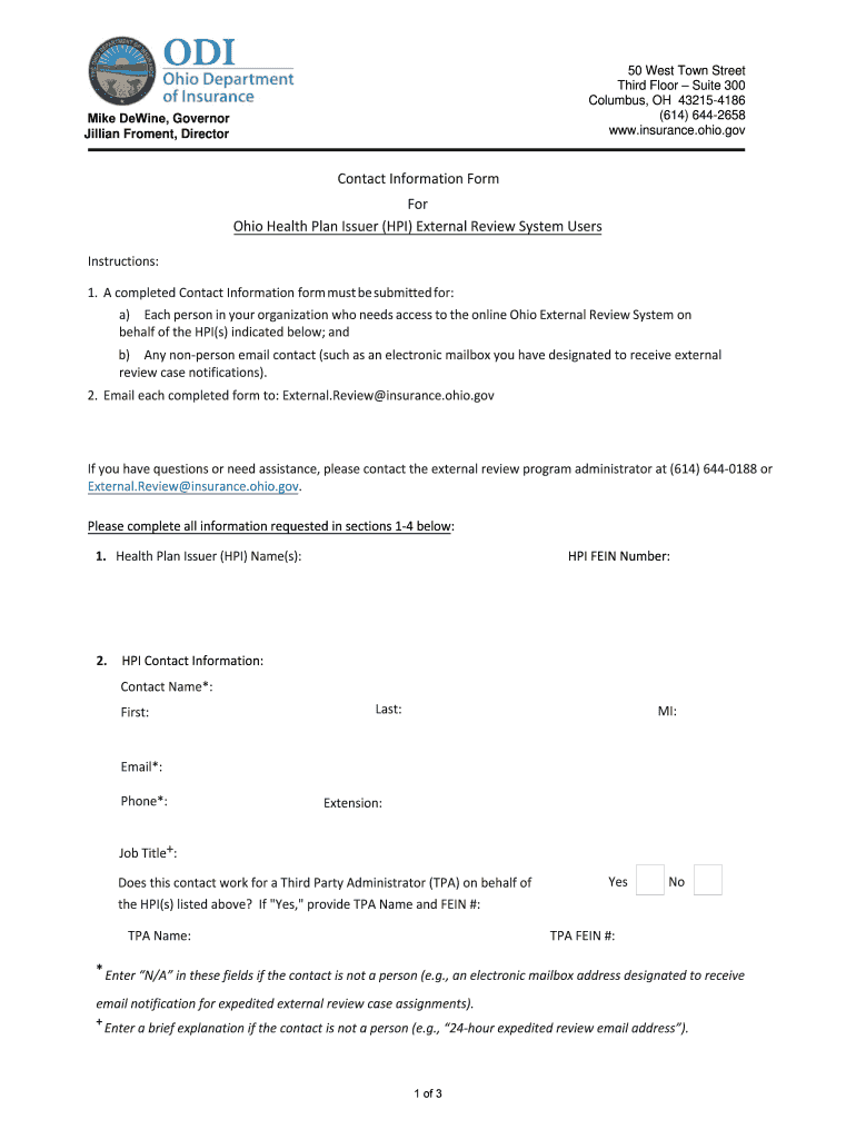 Premium Tax Summary Form INS 4001 Ohio Department of