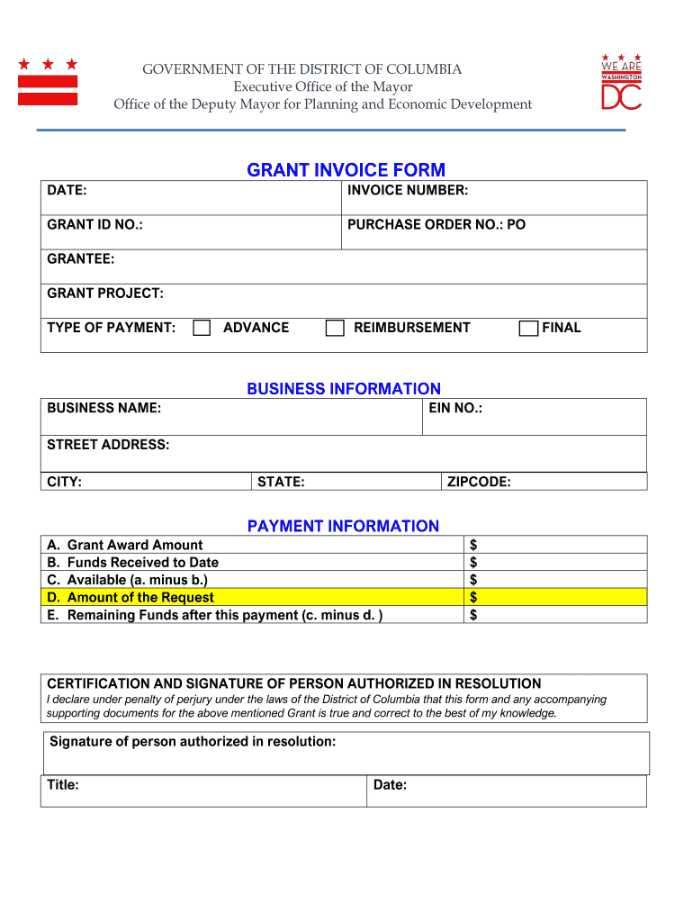 Grant Invoice Template  Form