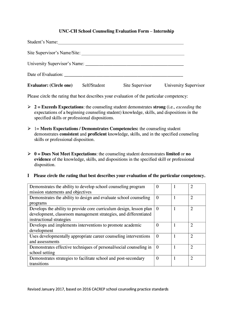  School Counseling Evaluation Form 2017-2024