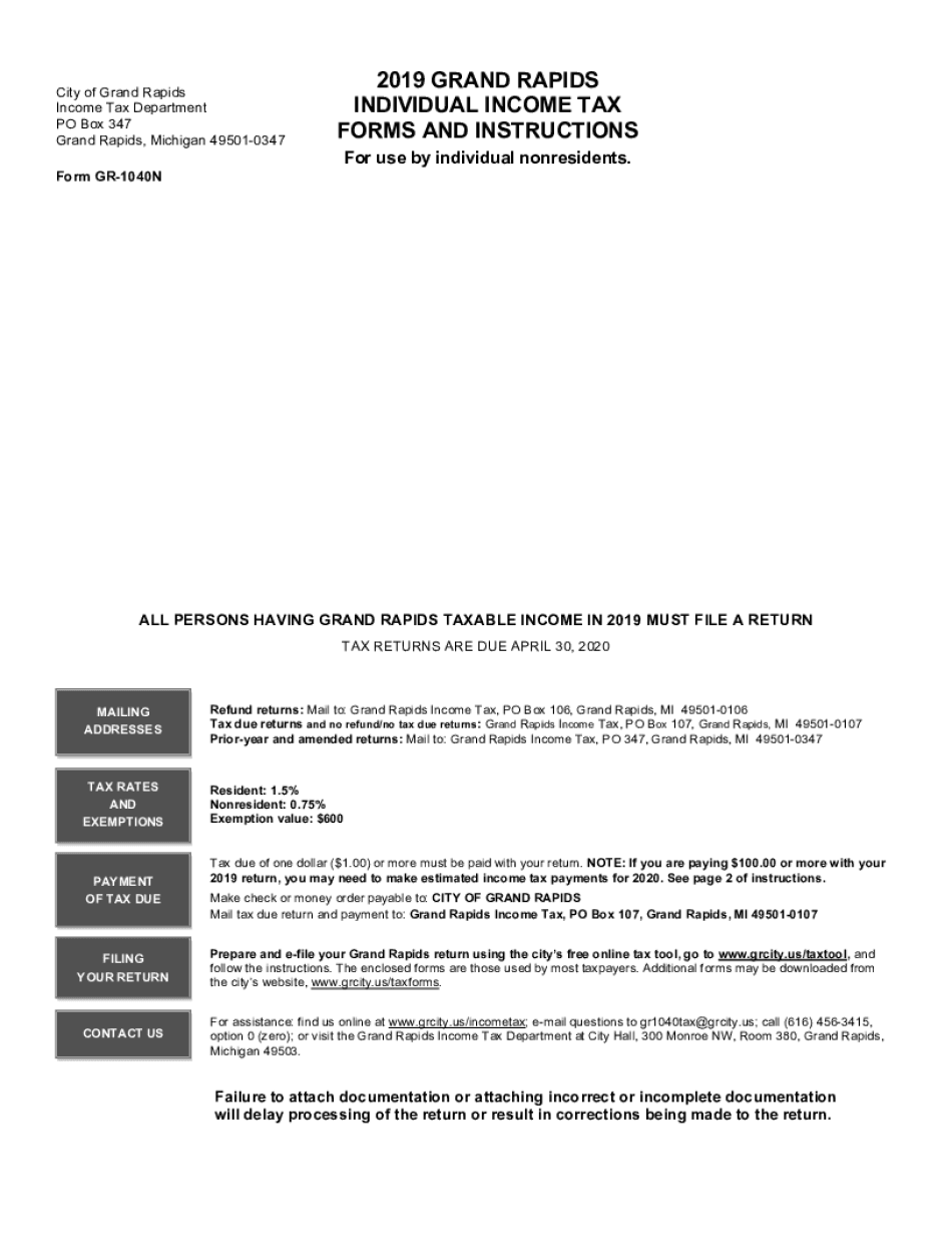  Income Tax Forms Grandrapidsmi Gov 2019