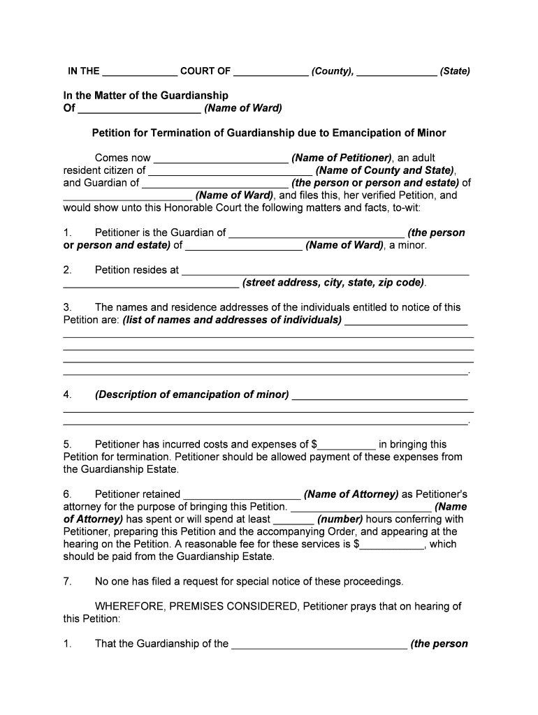 Child Emancipation Butler County Ohio  Form