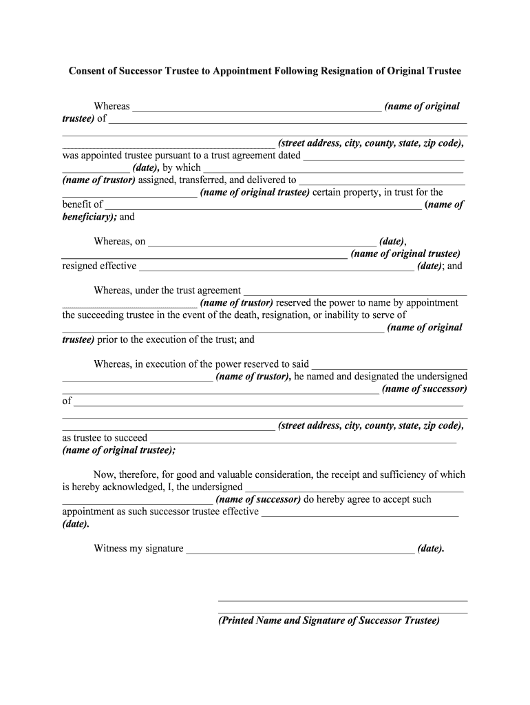 Trustee Resignation Form PDF California