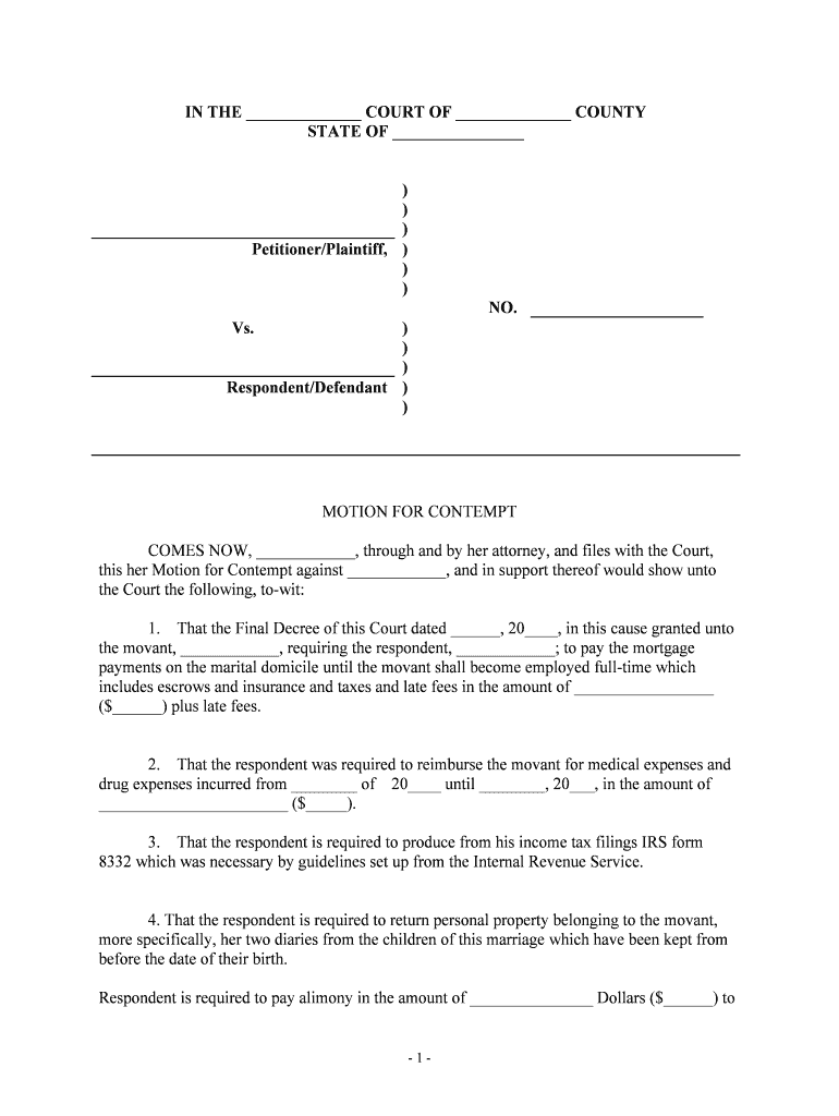 Motion for Contempt Form